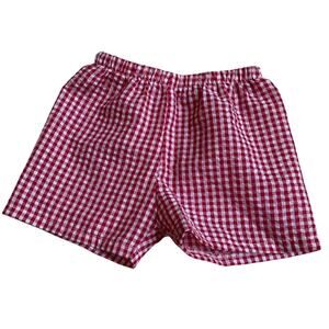 Baby Boys Red and white gingham seersucker shorts size 12mo
